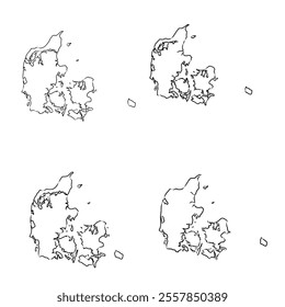 Denmark map hand drawn sketch. Country map for infographic. Vector