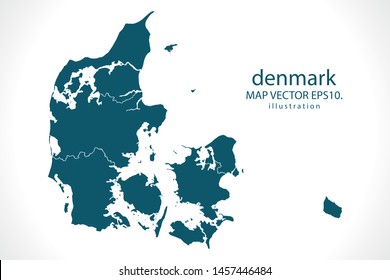 denmark map High Detailed on white background. Abstract design vector illustration eps 10