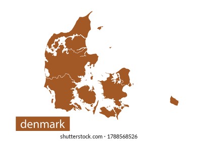 mapa de denmark High Detallado sobre fondo blanco. Resumen de diseño de ilustración vectorial eps 10. Color naranja.