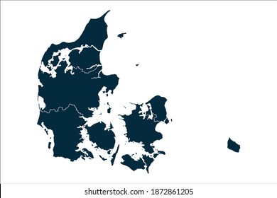 denmark map High Detailed on white background.