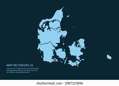 Denmark map High Detailed on white background. Abstract design vector illustration eps 10