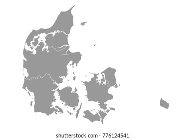 denmark map. High detailed map of denmark on white background. Vector illustration eps 10.