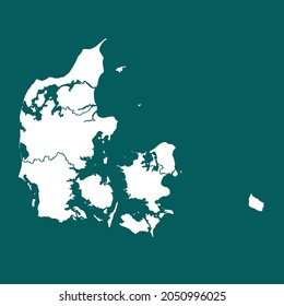 Denmark map High Detailed. white color. on green background. Abstract design vector illustration eps 10