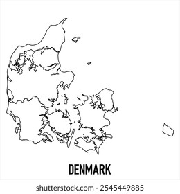 denmark map icon isolated on white background. Outline map. Simple line icon. Vector illustration