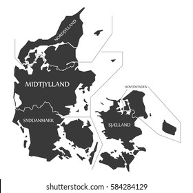 Denmark Map labelled black illustration