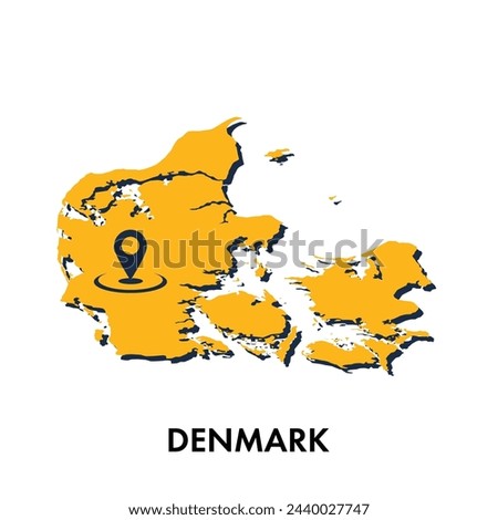 Denmark map with location PIN isolated on white background, Concept of explore, and travel vector illustration design
