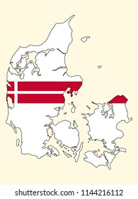 Denmark map with national flag decoration