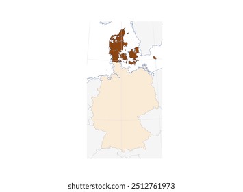 Denmark Map in Northern Europe: Illustration of Scandinavian Country in Europe with Neighboring Borders