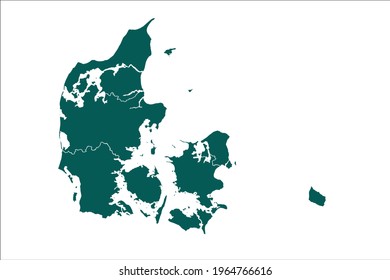 Denmark map Olive green Color on White Backgound