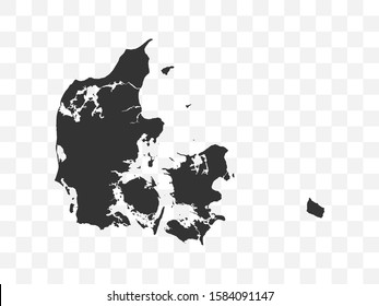 Denmark map on transparent background. Vector illustration.
