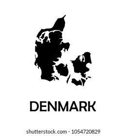 Denmark map on white background vector, Denmark Map Outline Shape Black on White Vector Illustration, High detailed black illustration map -Denmark.