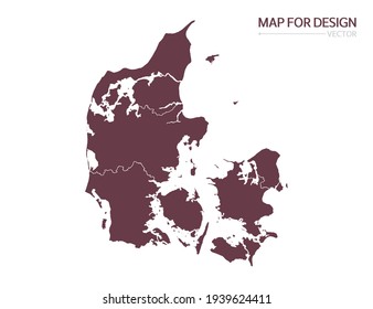 Denmark map on white background vector illustration.