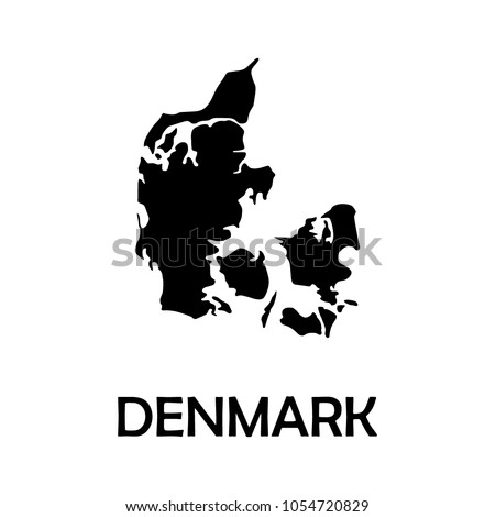 Denmark map on white background vector, Denmark Map Outline Shape Black on White Vector Illustration, High detailed black illustration map -Denmark.