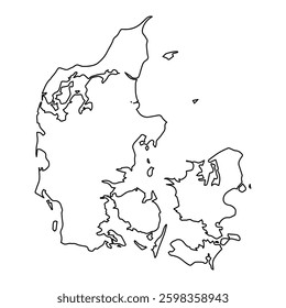 Denmark Map Outline scenic coastal landscape with jagged shores