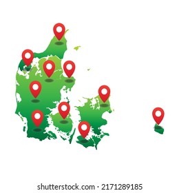 Denmark Map with pin location