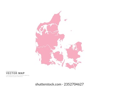 Dänemark Karte - rosafarbener abstrakter Stil einzeln auf weißem Hintergrund für Infografik, Design-Vektorgrafik.