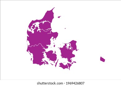 Dinamarca Mapa el color rosa en el fondo blanco