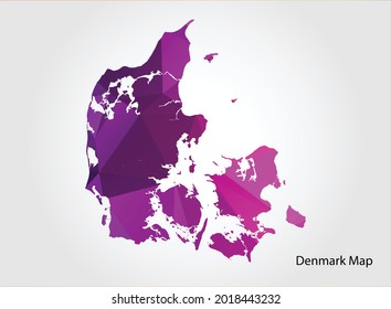 Denmark Map pink Color on white background polygonal