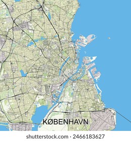 København, Denmark map poster art