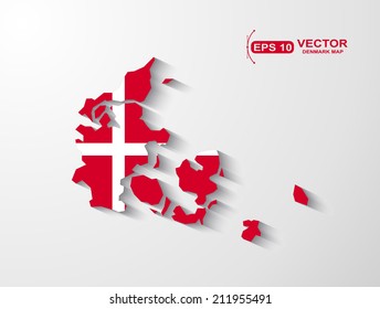 Denmark map with shadow effect