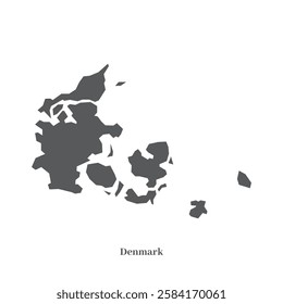 Denmark map silhouette vector design without background