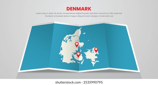 denmark map travel with pin tag location design Illustration