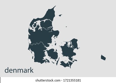 denmark map vector, Abstract design vector illustration Eps 10. Navy color.High Detailed on white background.