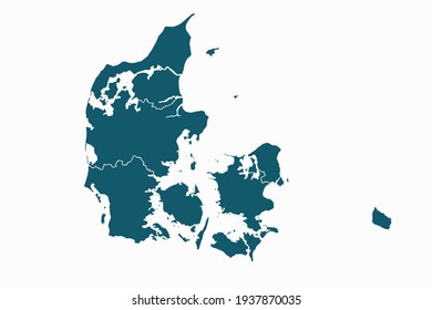 Denmark map vector. blue color on white background.