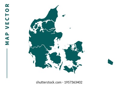 Denmark map vector. green color on white background.