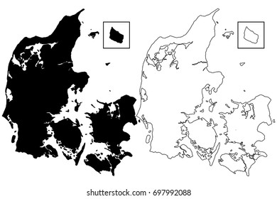 Denmark map vector illustration, scribble sketch Denmark