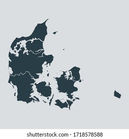 denmark map vector, isolated on gray background