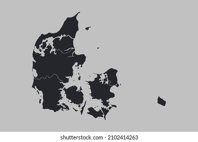 Denmark map vector, isolated on gray background