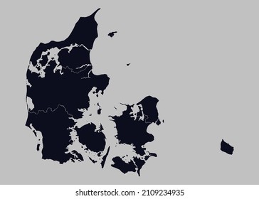 Denmark map vector, Isolated on gray background