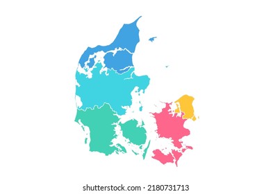 Denmark Map - World Map International vector template with High detailed including blue, green, pink, and yellow outline color isolated on white background - Vector illustration eps 10