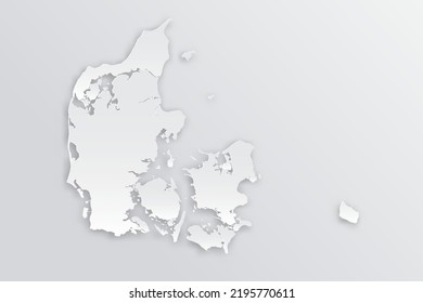 Mapa de Dinamarca - Mapa mundial Planilla vectorial internacional con 3D, estilo de papel con sombra y color blanco sobre fondo gris para diseño, educación, infografía - Ilustración vectorial eps 10