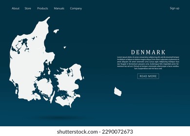 Mapa de Dinamarca - Mapa mundial plantilla vectorial internacional de 3d color blanco sobre fondo de color azul oscuro y verde gradiente para diseño de plantillas de sitio web, infografía - Ilustraciones vectoriales 10
