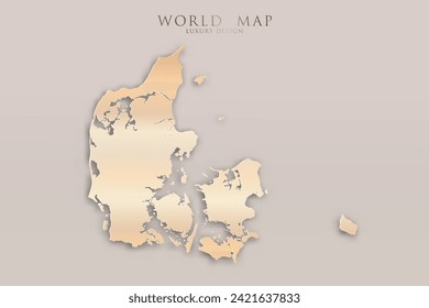 Denmark Map - World map International vector template with 3D, gold luxury design including shadow on bright background for design, education, website, infographic - Vector illustration eps 10