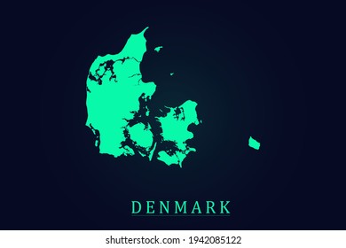 Denmark Map - World map vector template with green color gradient isolated on dark background - Vector illustration eps 10