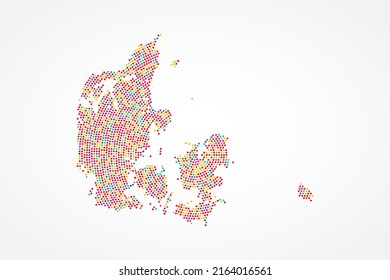 Denmark Map - World map vector template with colorful dots, grid, grunge, halftone style isolated on white background for education, infographic, design, website - Vector illustration eps 10