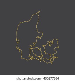 Denmark map,outline,stroke,line style