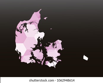 Denmark map-Purple map made of hexagon on black and gray background, gradient color. Vector illustration eps 10.