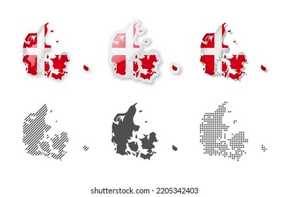 Denmark - Maps Collection. Six maps of different designs. Set of vector illustrations