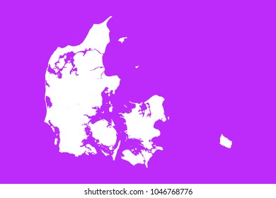 Denmark map-White map on purple background. Each city and border  separately. Vector illustration eps 10.