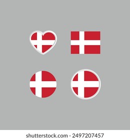 Denmark nation flag collection emblem design vector