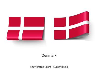 The Denmark National Flag Clothing Label Tag. Illustration Flag of Denmark Country in Europe. Fabric Label Tag Concept Vector.