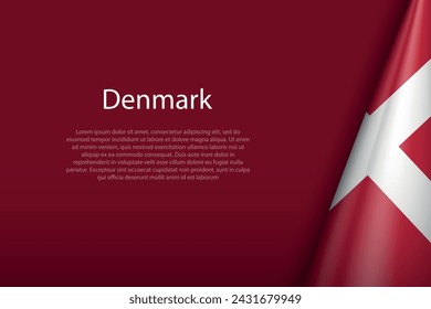 Dänemark Nationalflagge isoliert auf dunklem Hintergrund mit Copyspace