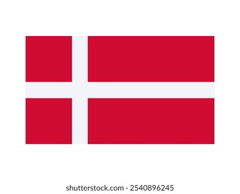 Denmark national flag isolated on white. Official colors and image of the cross, simple flat design. Vector clipart element or icon for Danish events and news illustration, travel or politics banner.