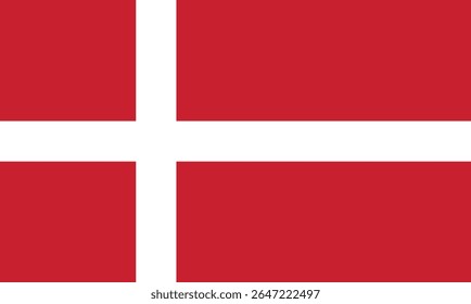 Bandeira Nacional da Dinamarca - Campo Vermelho com Cruz Escandinava Branca - Imagem vetorial de alta qualidade