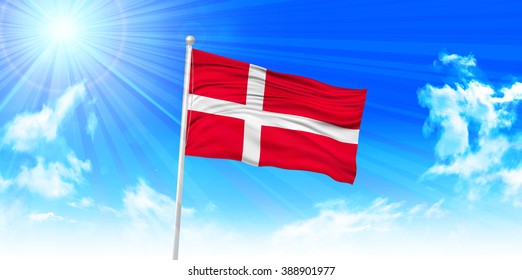 Denmark national flag sky background