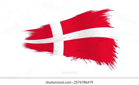 Denmark National Flag with Textured Brush Strokes. Artistic Brush Stroke Design.